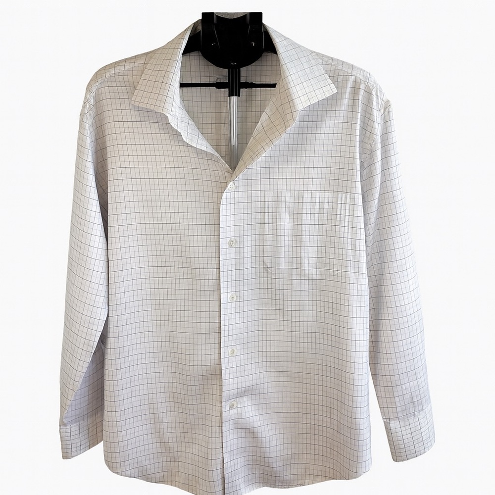 Jos. A. Bank Reserve White Plaid Tailored Fit Formal Dress Shirt Sz 17 - 35